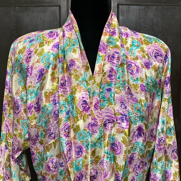 Vintage Michelle Stuart Purple/Blue floral blouse- size 10 - Picture 4 of 10